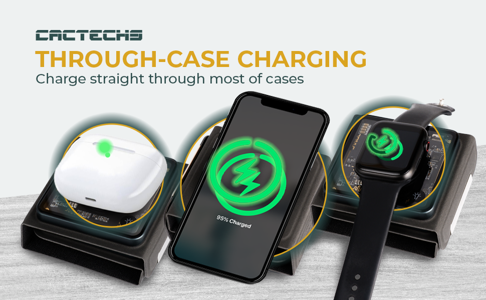 CACTECHS 3-in-1 Wireless Charger - Foldable, Magnetic, Travel Charging Station