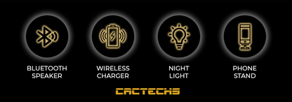 CACTECHS Bluetooth Speakers Charging Station for Apple Devices with Night Light RGB Bedside Lamps