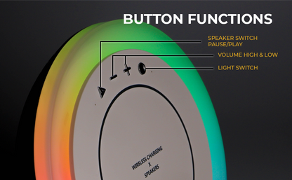 CACTECHS Bluetooth Speakers Charging Station for Apple Devices with Night Light RGB Bedside Lamps