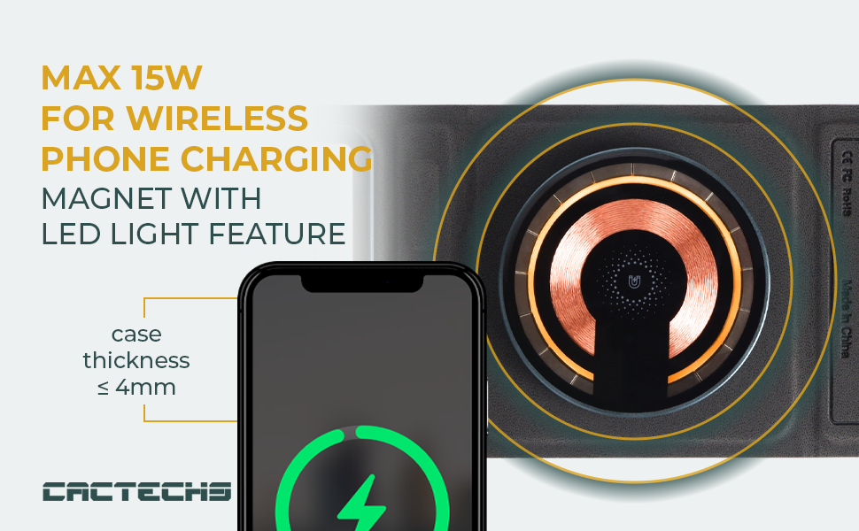 CACTECHS 3-in-1 Wireless Charger - Foldable, Magnetic, Travel Charging Station