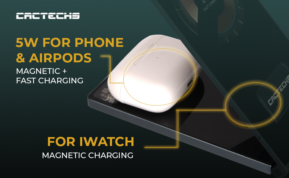 CACTECHS 4-in-1 Wireless iPhone Charging Station - Fast Charging for Multiple Apple Devices