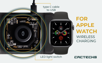 CACTECHS 3-in-1 Wireless Charger - Foldable, Magnetic, Travel Charging Station