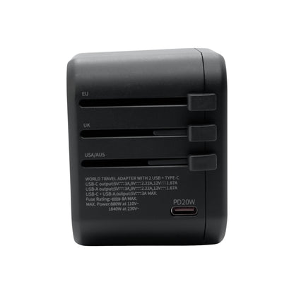 CACTECHS Universal Travel Adapter - All-in-one with USB-C and Dual USB Ports