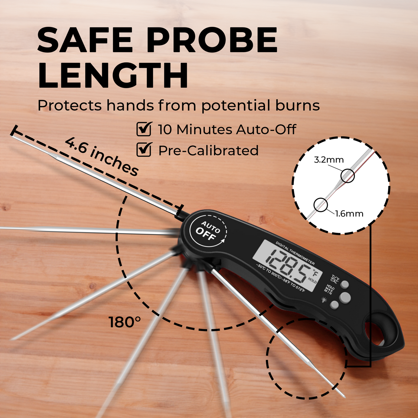 CACTECHS Instant Read Digital Meat Thermometer - Grill & Kitchen Essential