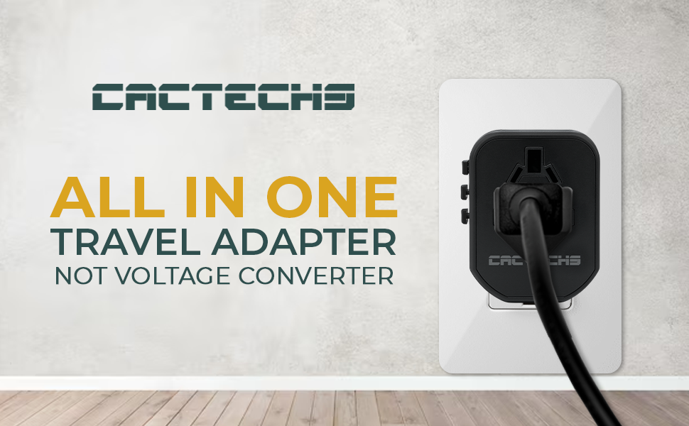 CACTECHS Universal Travel Adapter - All-in-one with USB-C and Dual USB Ports