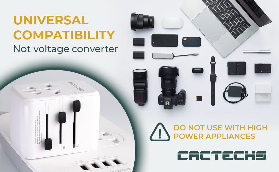 CACTECHS Universal Travel Adapter - All-in-one with 35W PD Dual USB-C Ports