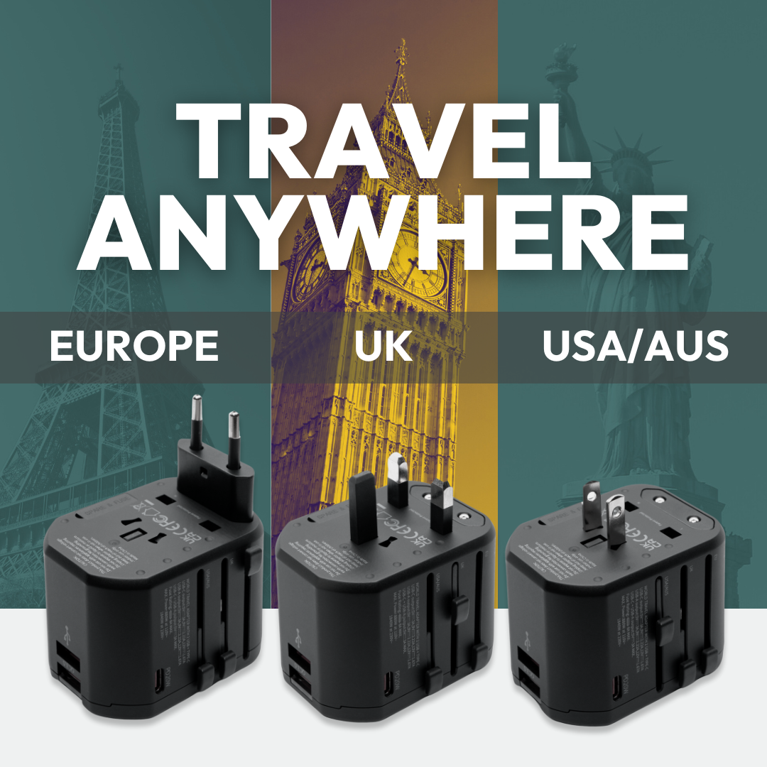 CACTECHS Universal Travel Adapter - All-in-one with USB-C and Dual USB Ports