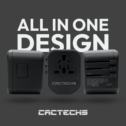 CACTECHS Universal Travel Adapter - All-in-one with USB-C and Dual USB Ports