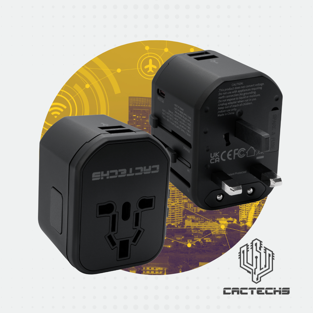 CACTECHS Universal Travel Adapter - All-in-one with USB-C and Dual USB Ports