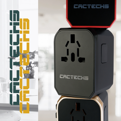 CACTECHS Universal Travel Adapter - All-in-one with USB-C and 4 USB Ports