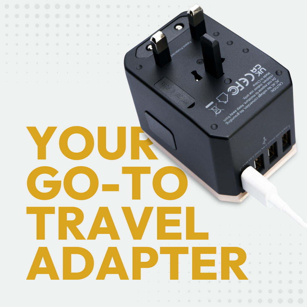 CACTECHS Universal Travel Adapter - All-in-one with USB-C and 4 USB Ports