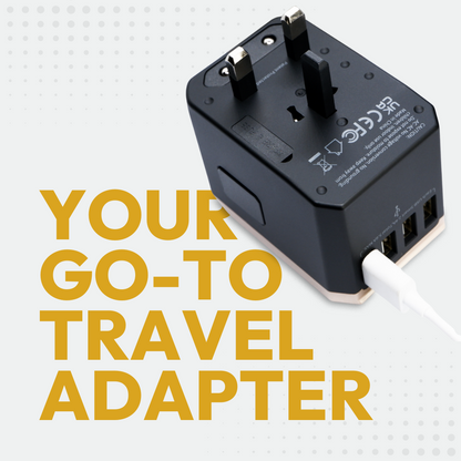 CACTECHS Universal Travel Adapter - All-in-one with USB-C and 4 USB Ports